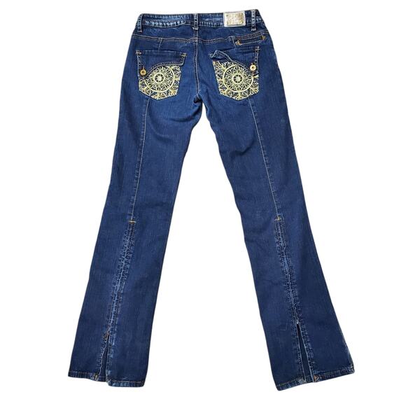 Y2k Low-Rise Flared Jeans Baby Phat Embellished Dark Wash Vintage - Size 5 - Picture 3 of 10